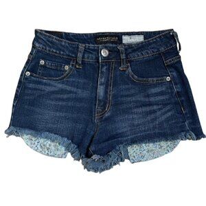 AEROPOSTALE High Waisted Shorty Raw Hem Stretch Jean Shorts - Size 2
